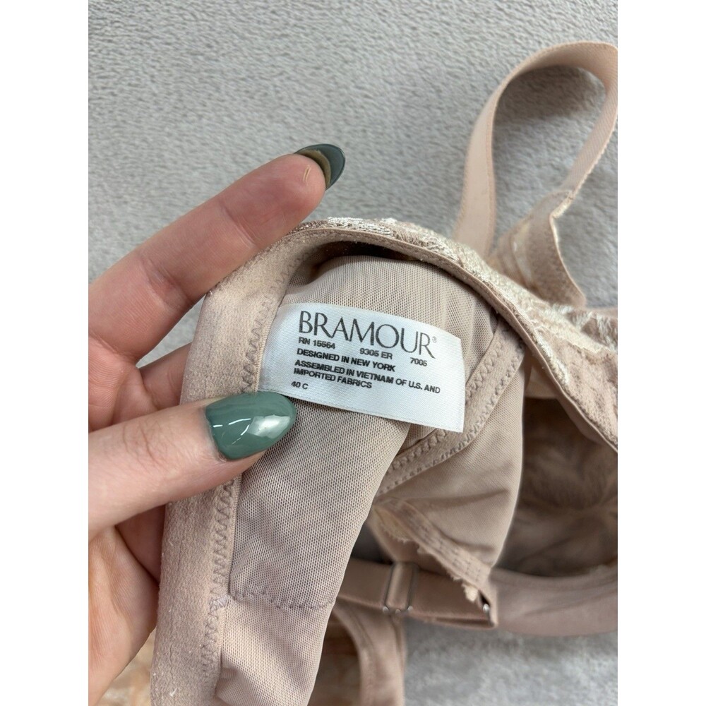 Bramour The Harlem Lace Full Coverage Bra Beige Nylon Spandex 40C Beige - Picture 4 of 5